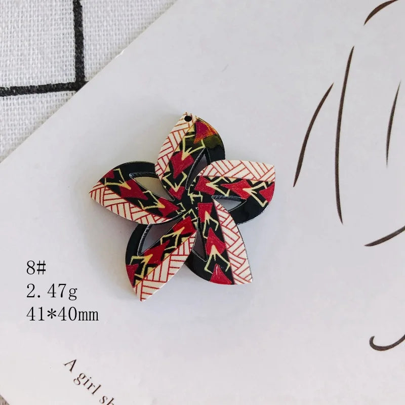 Acrylic Leaf Flower Embossed Pendant Material 20pcs