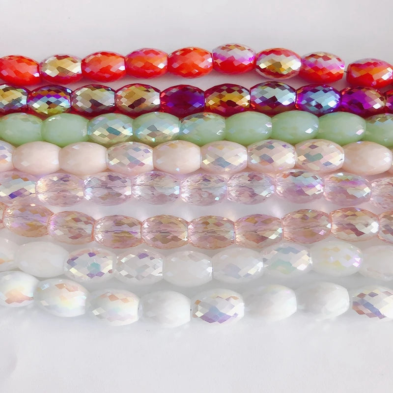 Cream Oval Multi-faceted Glass Crystal Loose Beads (1 Package Sale)