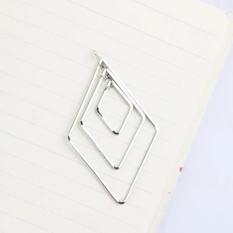 Copper Plated 18k Diamond Shaped Earrings Pendant 6pcs