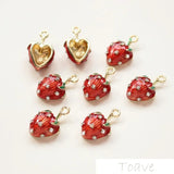 DIY Small Diamond Set Strawberry Pendant Earrings Jewelry Pendant