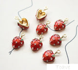 DIY Small Diamond Set Strawberry Pendant Earrings Jewelry Pendant