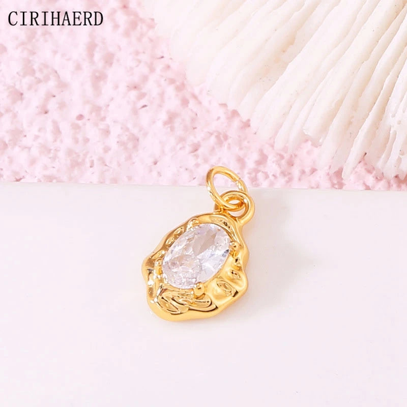 Irregular Geometric Necklace Pendants Micro Mosaic Crystal Zircon Earring Charms