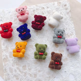 Japanese Flocking Bear Pendant Earrings Accessories
