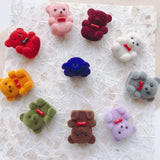 Japanese Flocking Bear Pendant Earrings Accessories