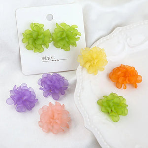Crochet Frosted Acrylic Flowers Patch Sticker for Earrings Necklaces Girls