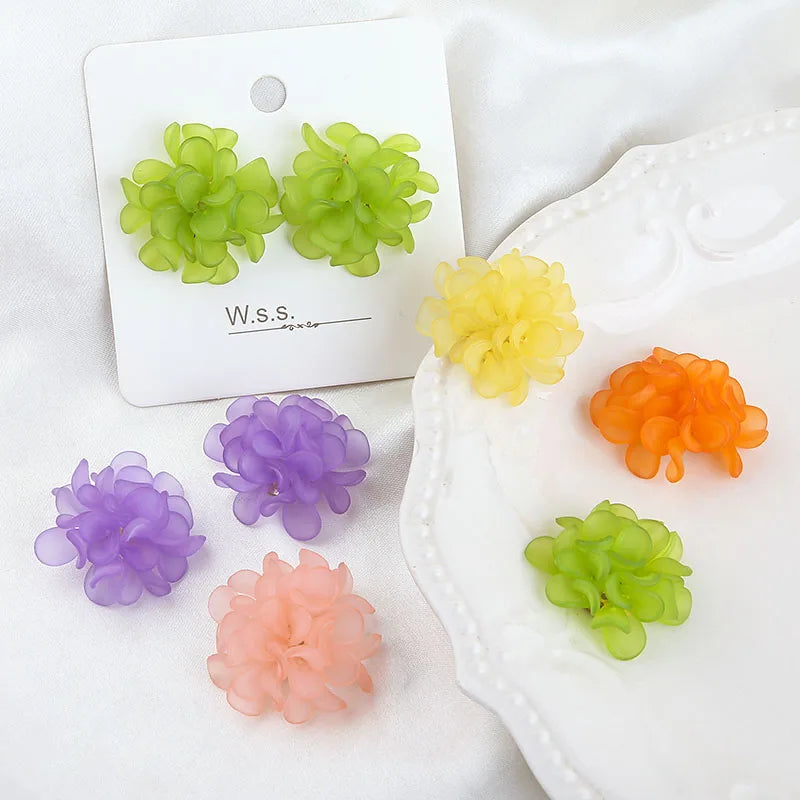 Crochet Frosted Acrylic Flowers Patch Sticker for Earrings Necklaces Girls