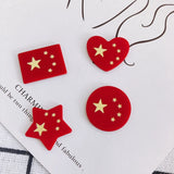 Red Love Five-pointed Star Round Rectangle Patch Jewelry Accessories