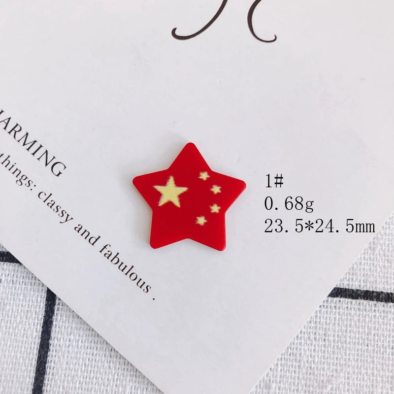 Red Love Five-pointed Star Round Rectangle Patch Jewelry Accessories