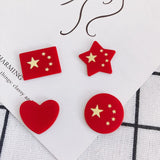 Red Love Five-pointed Star Round Rectangle Patch Jewelry Accessories
