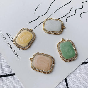 DIY Smudge Milk Tea Pendant Earrings Necklace Jewelry Material