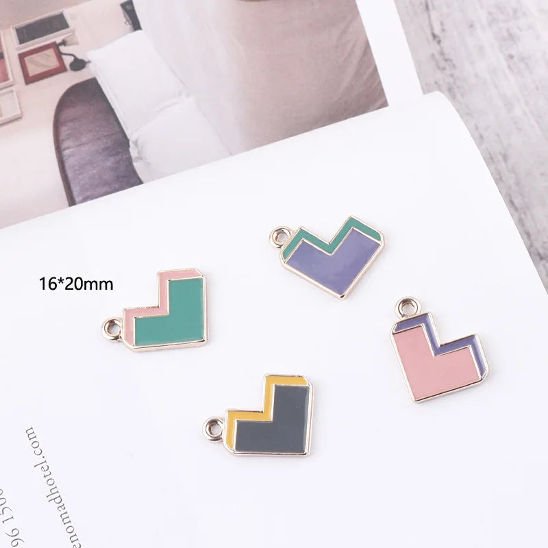 DIY Vintage Two-tone Peach Heart Bracelet Pendant Necklace Material 10pcs