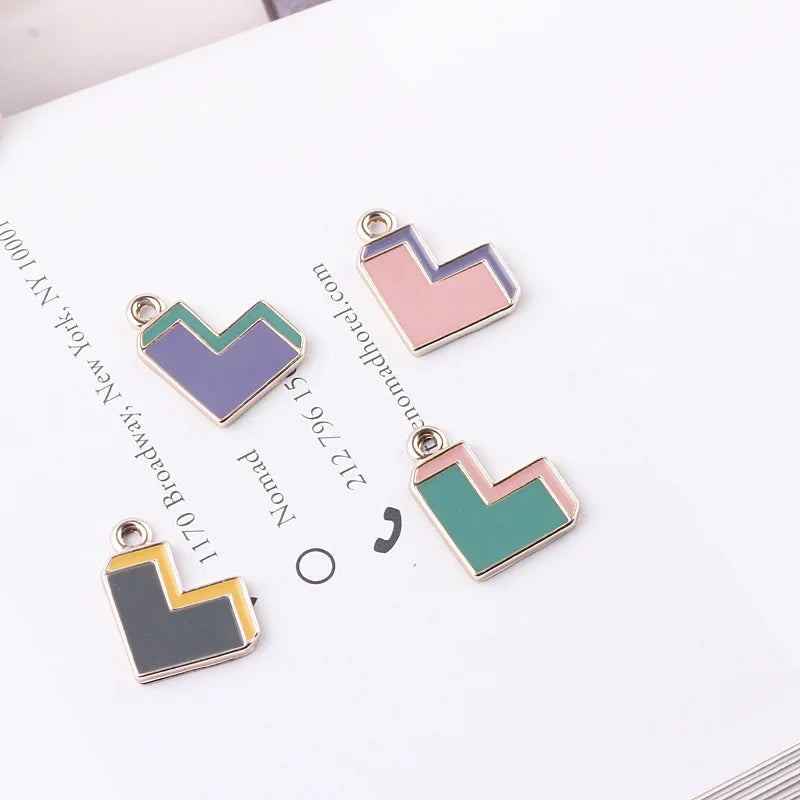 DIY Vintage Two-tone Peach Heart Bracelet Pendant Necklace Material 10pcs