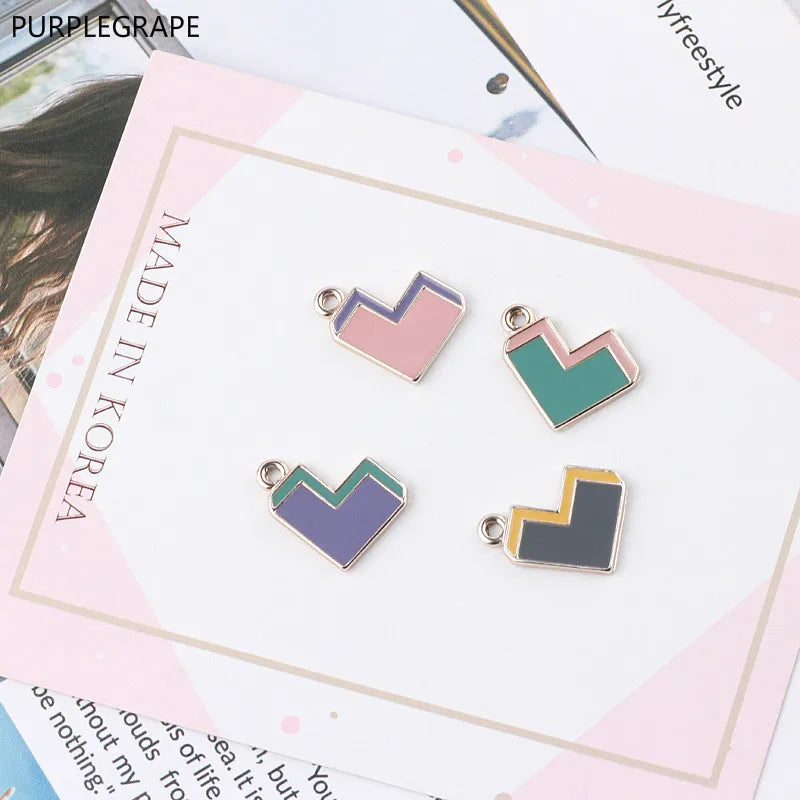DIY Vintage Two-tone Peach Heart Bracelet Pendant Necklace Material 10pcs