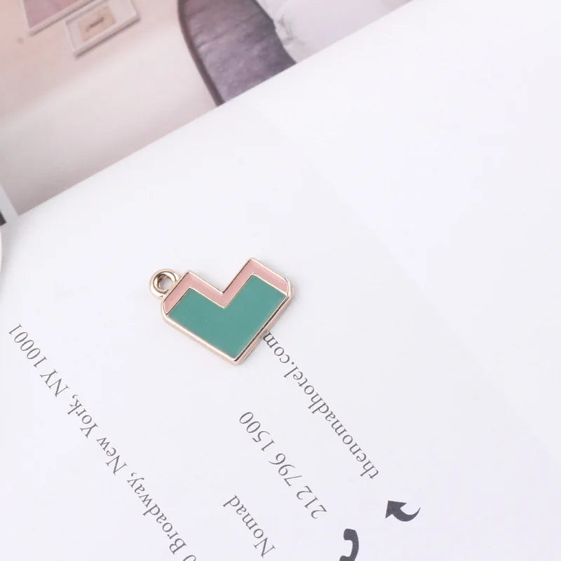 DIY Vintage Two-tone Peach Heart Bracelet Pendant Necklace Material 10pcs
