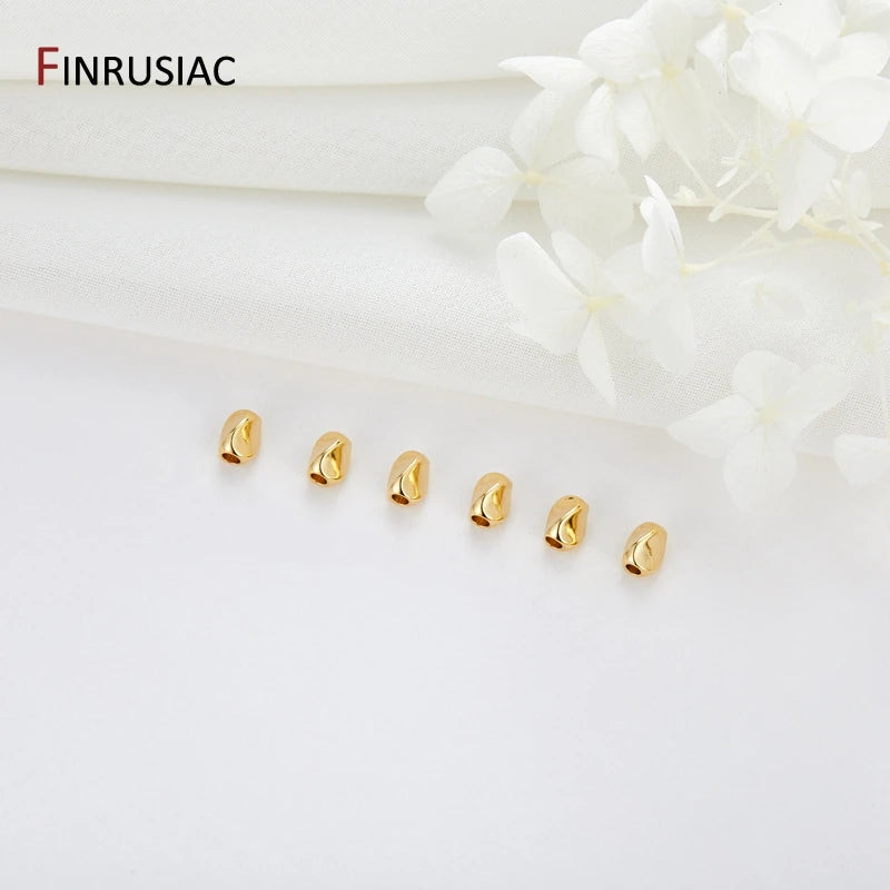 DIY Jewelry Accessories Brass Metal Spacer Beads 14K Plated Oval Beads