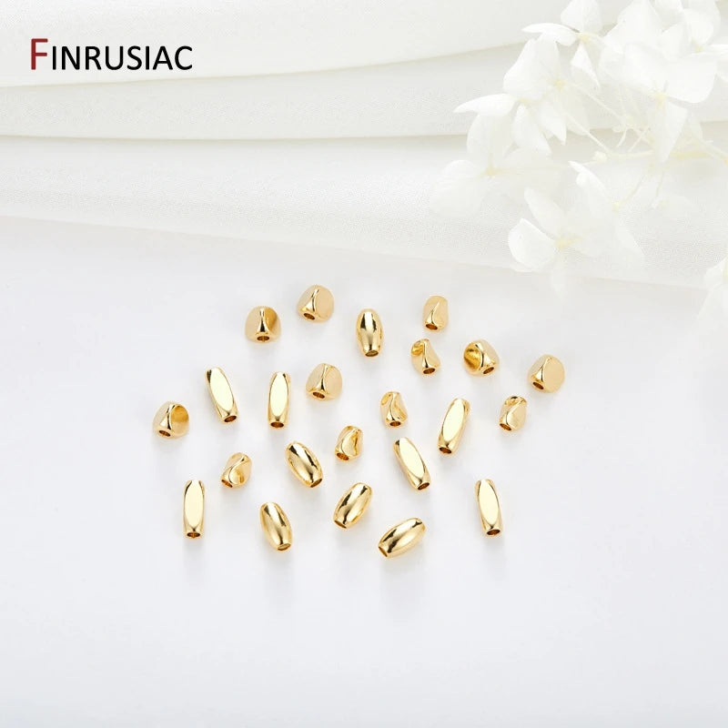DIY Jewelry Accessories Brass Metal Spacer Beads 14K Plated Oval Beads