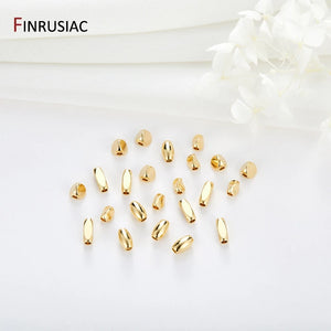 DIY Jewelry Accessories Brass Metal Spacer Beads 14K Plated Oval Beads