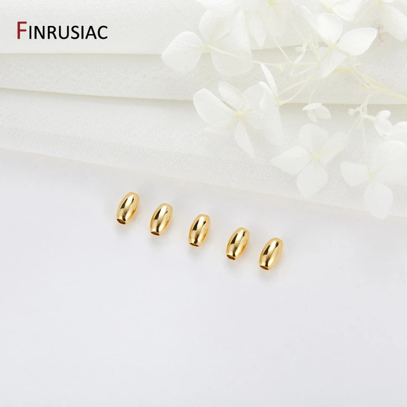 DIY Jewelry Accessories Brass Metal Spacer Beads 14K Plated Oval Beads