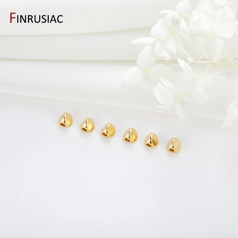 DIY Jewelry Accessories Brass Metal Spacer Beads 14K Plated Oval Beads
