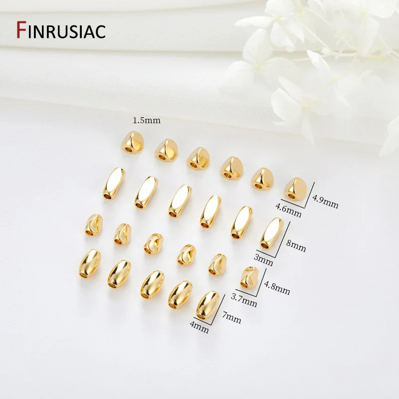 DIY Jewelry Accessories Brass Metal Spacer Beads 14K Plated Oval Beads