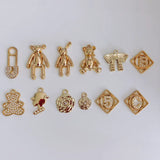 DIY Bear Rose Number Letter Small Pendant Earrings