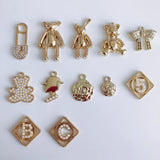 DIY Bear Rose Number Letter Small Pendant Earrings