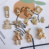 DIY Bear Rose Number Letter Small Pendant Earrings