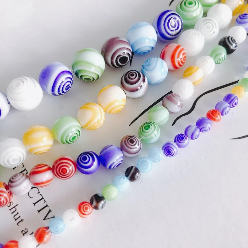 DIY Mixed Glass Thousand Flower Beaded Ball Necklace Bracelet Accessories