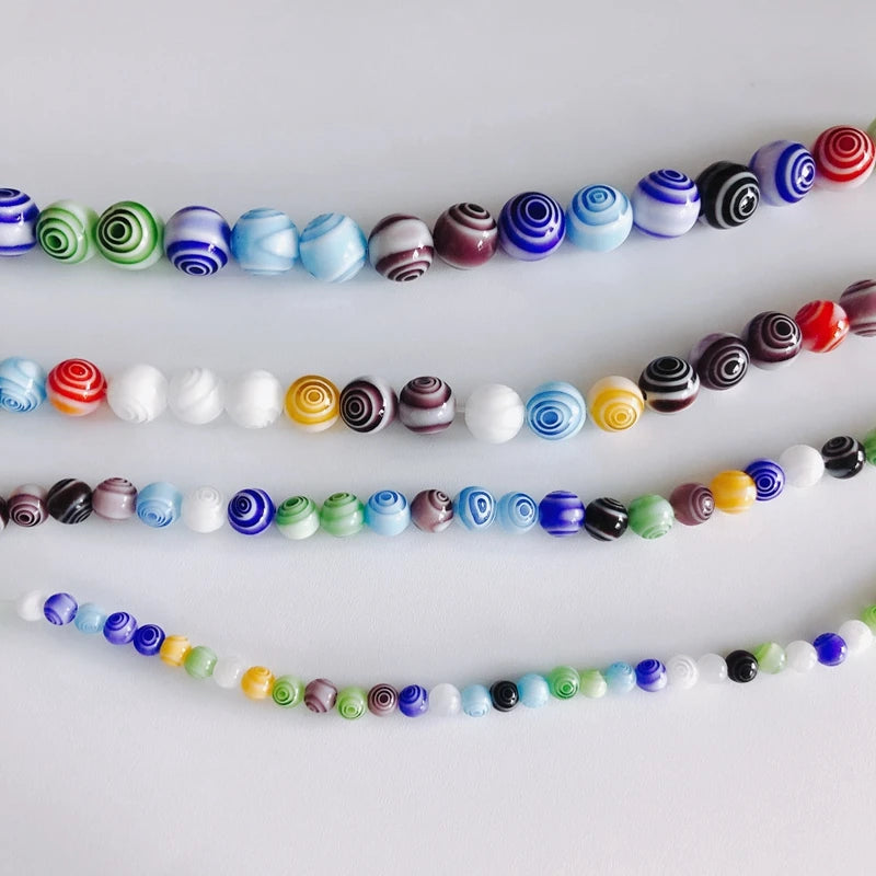 DIY Mixed Glass Thousand Flower Beaded Ball Necklace Bracelet Accessories