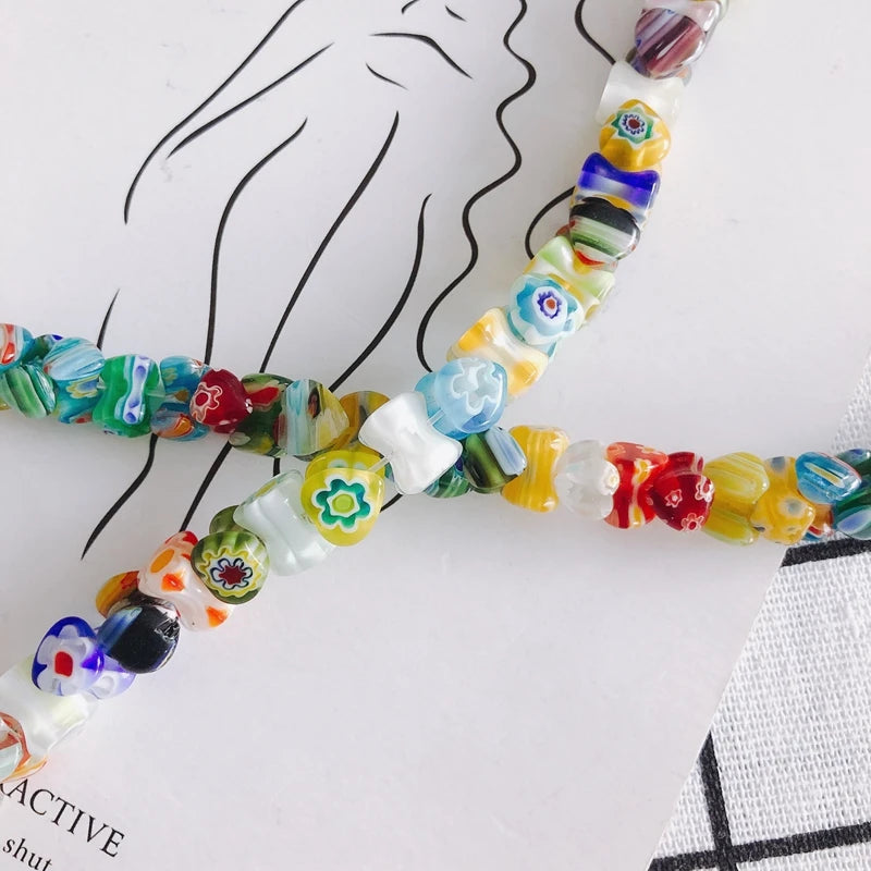 DIY Mixed Flower Glazed Beaded Jewelry Set