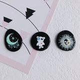Retro Embossed Acrylic Sunflower Bear Earrings