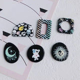 Retro Embossed Acrylic Sunflower Bear Earrings