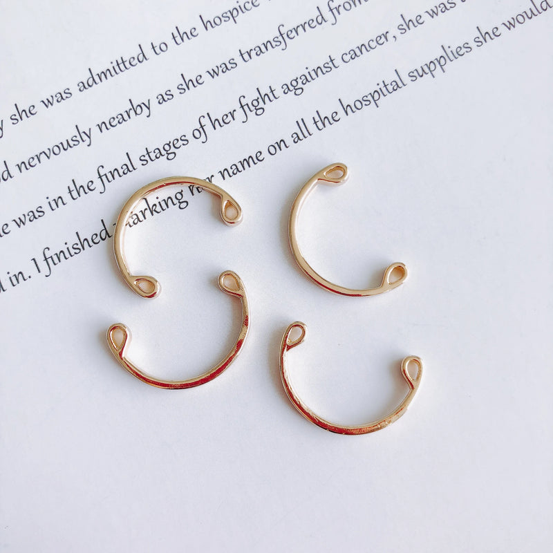 Copper Plated Double Hanging Half Circle Earrings Necklace Jewelry