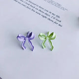 Solid Bow Stud Earrings Female Versatile Gentle Stud Earrings
