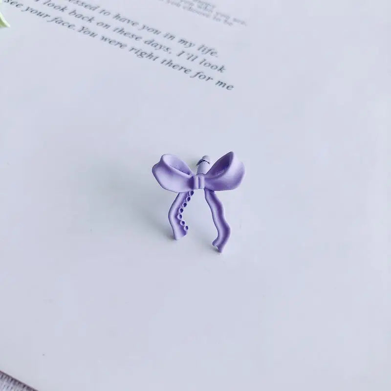 Solid Bow Stud Earrings Female Versatile Gentle Stud Earrings