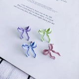 Solid Bow Stud Earrings Female Versatile Gentle Stud Earrings