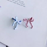 Solid Bow Stud Earrings Female Versatile Gentle Stud Earrings