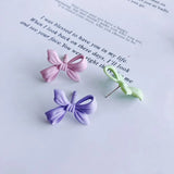 Spring Alloy Spray Paint Earrings S925 Silver Needle Wild Bow Earrings