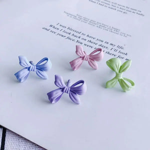 Spring Alloy Spray Paint Earrings S925 Silver Needle Wild Bow Earrings