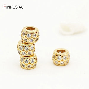 Plated Brass Metal Zircon Beads DIY Jewellery