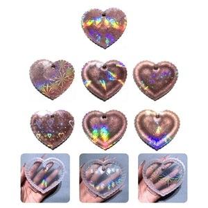 Silicone Pendant Resin Mold with Hangings Hole, Heart Shaped Earrings Mold