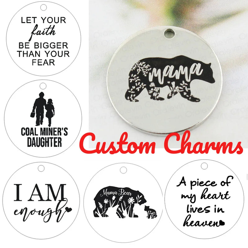 Engraved Charm Pendant for Jewelry Making - DIY Bracelet Accessories
