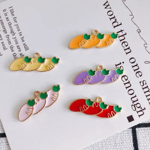 100pcs Enamel Alloy Charms Vegetables Carrot Earring Necklace Pendants