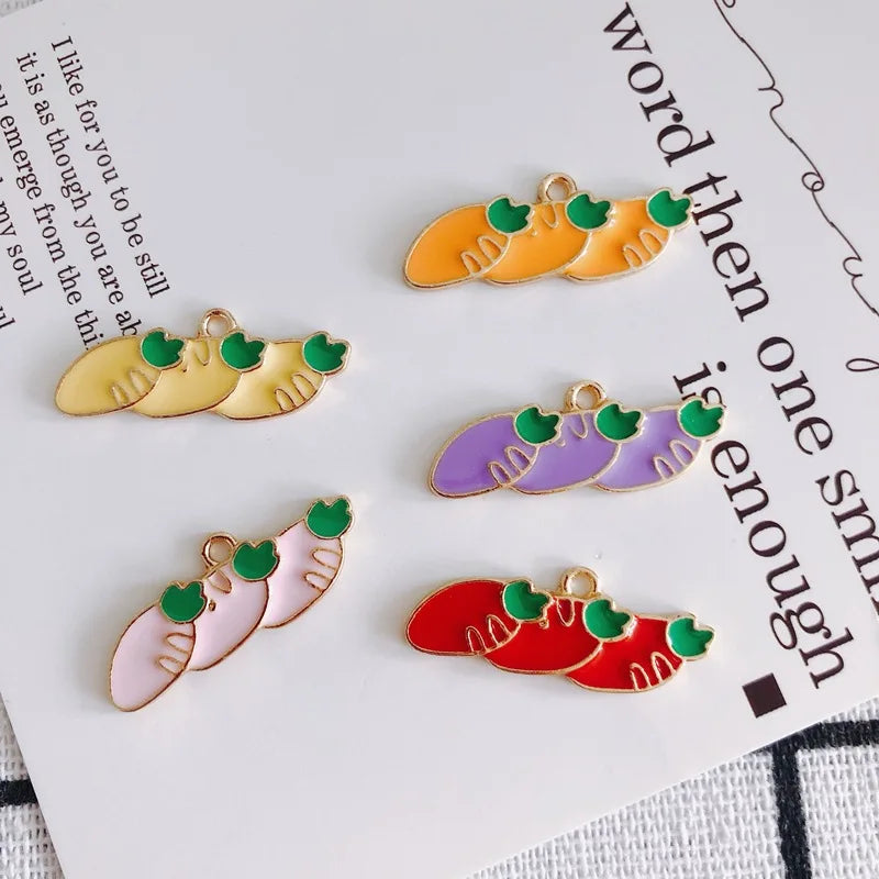 100pcs Enamel Alloy Charms Vegetables Carrot Earring Necklace Pendants
