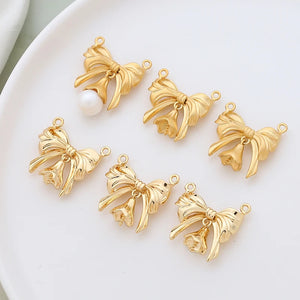 10pcs 19*20mm Copper Alloy Metal Ribbon Knot Bow Charms for Jewelry Making