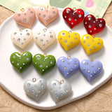 10pcs Crystal Rhinestone Love Heart Pendant Necklace Earring Charm