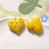 10pcs Crystal Rhinestone Love Heart Pendant Necklace Earring Charm
