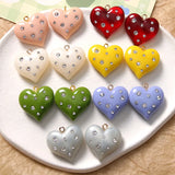 10pcs Crystal Rhinestone Love Heart Pendant Necklace Earring Charm