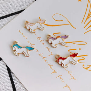 100pcs Colorful Enamel Alloy Horse Charms Necklace Earring Accessories