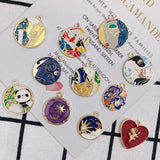 20pcs Panda Star Sky Round Bracelet Charms Earring Necklace Pendants